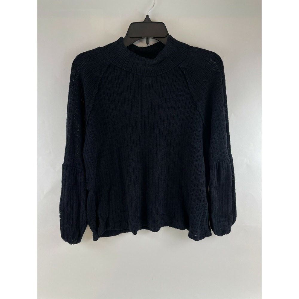 White Willow Shirt Women's Size Small Black Long Sleeve Pullover Mock Neck Knit